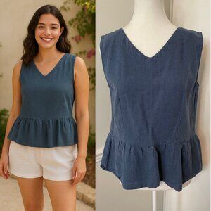 🐈Topshop Denim Peplum Sleeveless Top 4